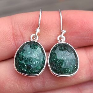 Faceted Aventurine 925 Earrings